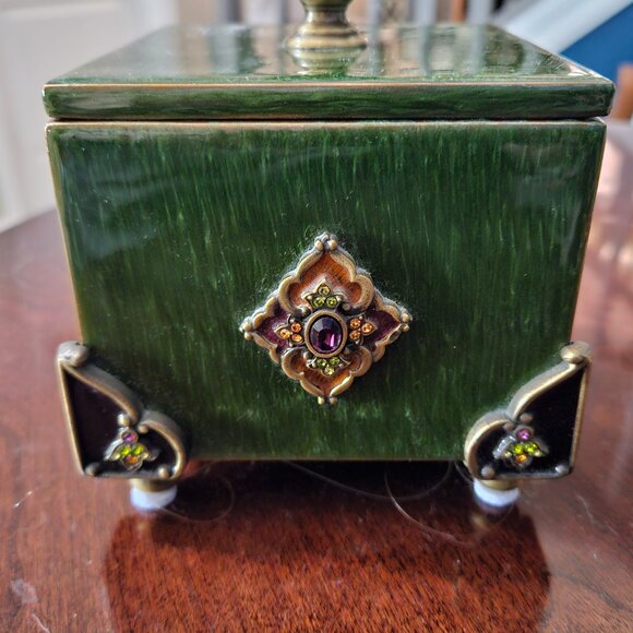 RARE JAY STRONGWATER ARABESQUE DARJEELING DESK OFFICE CRYSTAL TRINKET BOX TRAY - Picture 3 of 12